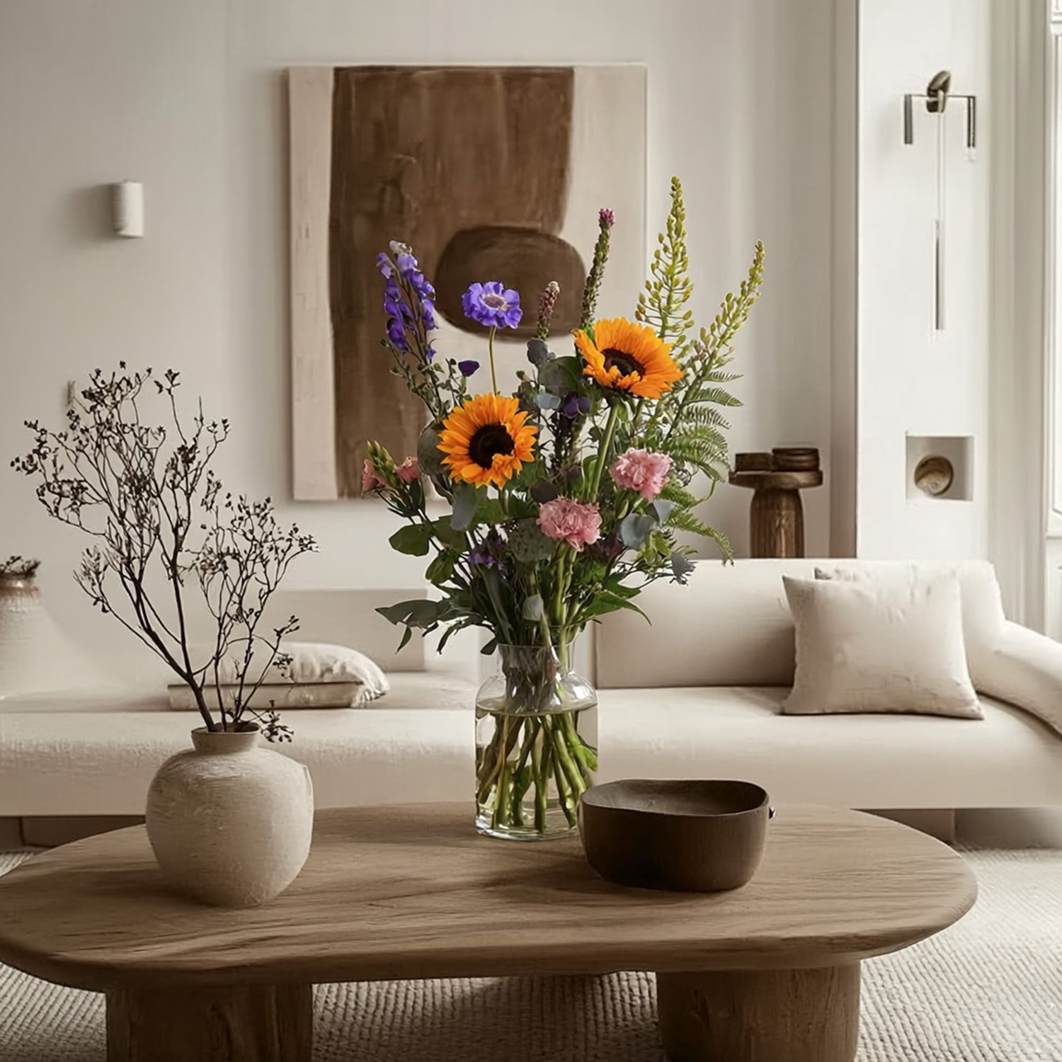 bloemenabonnement interieur zonnebloem veldboeket