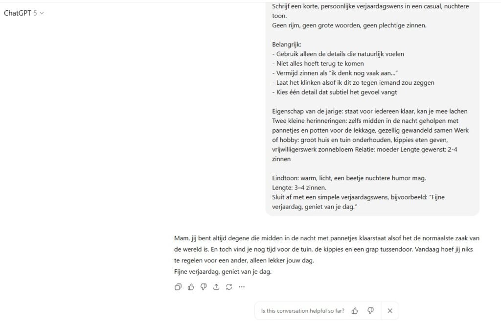 output verjaardagswens AI