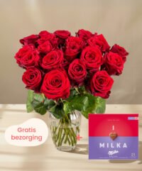 rode rozen met chocolade