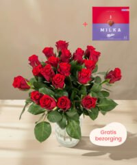 valentijnsrozen met chocolade